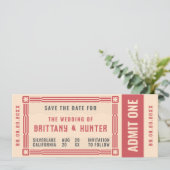 Vintage-Ticket Save-the-Date Save The Date (Stehend Vorderseite)