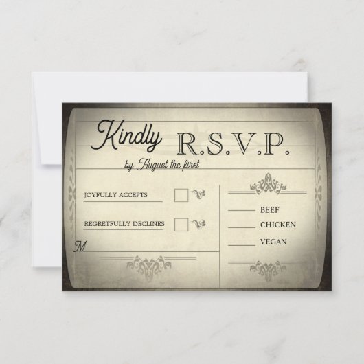 Vintage Ticket Style Wedding RSVP (Vorderseite)