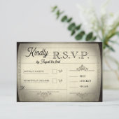Vintage Ticket Style Wedding RSVP (Stehend Vorderseite)