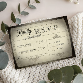 Vintage Ticket Style Wedding RSVP Karte