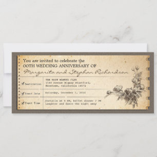 vintage Ticket typografische Jubiläumseinladungen Einladung