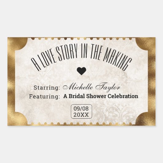 Vintage Ticketbridal Rechteckiger Aufkleber (Vorderseite)