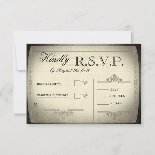 Vintage Tickethochzeit RSVP (Vorderseite)