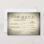 Vintage Tickethochzeit RSVP Karte (Vorderseite)