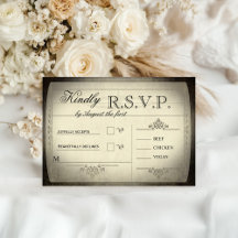 Vintage Tickethochzeit RSVP