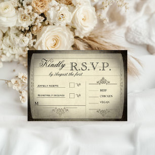 Vintage Tickethochzeit RSVP Karte