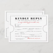 Vintage Ticketkarten-Antwortkarte RSVP Karte (Vorne/Hinten)