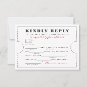 Vintage Ticketkarten-Antwortkarte RSVP Karte