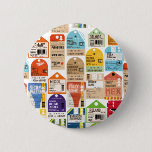Vintage-Ticketmuster. Gepäckanhänger Button