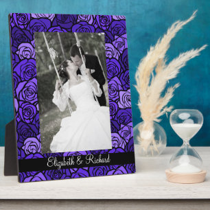 Vintage tiefblaue Rosen Hochzeitsfotoplakette Fotoplatte