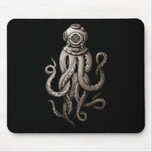 Vintage Tiefseetaucher Cthulhu Octopus Mousepad