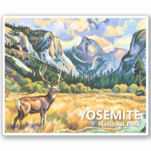 Vintage-Tier Hirsch Van Gogh Yosemite Half Dome Aufkleber