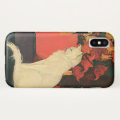 Vintage Tiere, elegante weiße Katze, Blume im Herb Case-Mate iPhone Hülle (Rückseite (Horizontal))