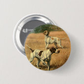 Vintage Tiere, englische Hunde auf Zeigerjagd Button (Vorne & Hinten)