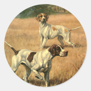 Vintage Tiere, englische Hunde auf Zeigerjagd Runder Aufkleber