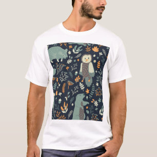 Vintage Tiere florale Nahtlose Textur T-Shirt