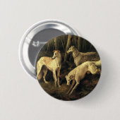 Vintage Tiere, Grauhund-Jagdhunde im Wald Button (Vorne & Hinten)