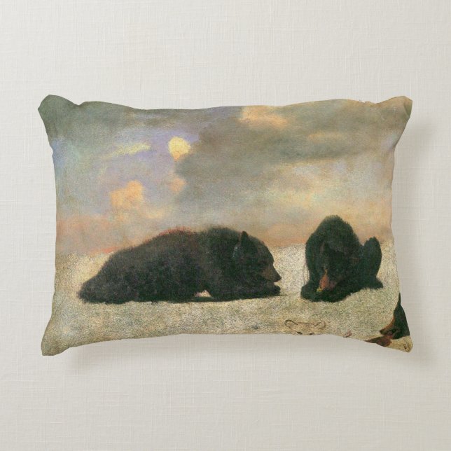 Vintage Tiere, Grizzly Bars von Albert Bierstadt Zierkissen (Vorderseite)