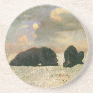 Vintage-Tiere, Grizzlybären von Albert Bierstadt Getränkeuntersetzer