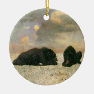 Vintage-Tiere, Grizzlybären von Albert Bierstadt Keramikornament