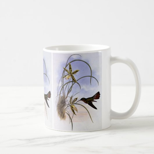 Vintage Tiere, Hummingbird Bird Orchid-Blume Kaffeetasse (Rechts)