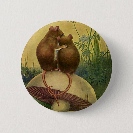 Vintage Tiere, Liebe und romanische Feldmäuse Button (Vorderseite)