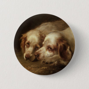Vintage Tiere, Niedliche Haustiere Hunde Button