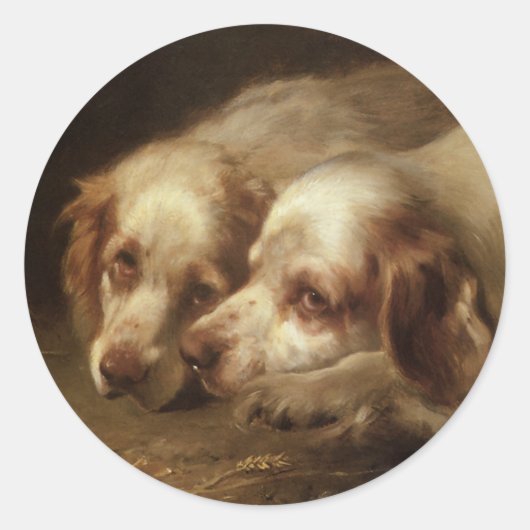 Vintage Tiere, Niedliche Haustiere Hunde Runder Aufkleber (Vorderseite)