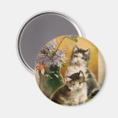 Vintage Tiere, Niedliche Viktorianische Katzen und Magnet (Vorderseite/Rückseite)