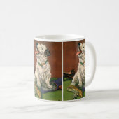 Vintage Tiere, Niedliche Welpenkauen Kaffeetasse (VorderseiteRechts)