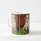 Vintage Tiere, Niedliche Welpenkauen Kaffeetasse (Vorderseite Links)