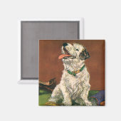 Vintage Tiere, Niedliche Welpenkauen Magnet (Vorderseite/Rückseite)