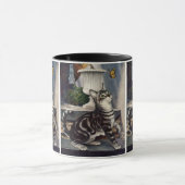 Vintage Tiere, Niedlicher Tabby Cat und Schmetterl Tasse (Zentrum)