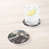 Vintage Tiere, Niedlicher Tabby Cat und Schmetterl Untersetzer (Seite)