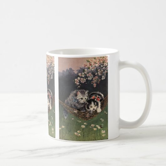 Vintage Tiere, Tabby Cat oder Kätzchen in einer Hä Kaffeetasse (Rechts)