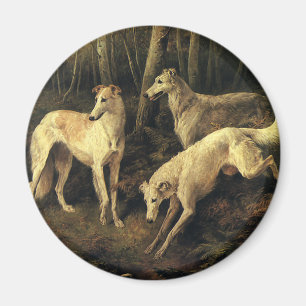 Vintage-Tiere, Windhunde im Wald Magnet