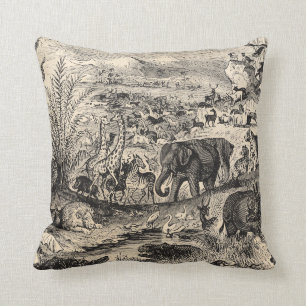 Vintage-Tierillustration aus Afrika aus dem 19. Ja Kissen