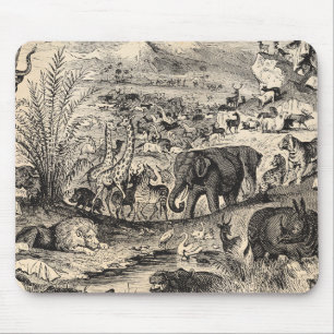 Vintage-Tierillustration aus Afrika aus dem 19. Ja Mousepad
