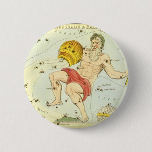 Vintage Tierkreis, Astrologie Wassermann Konstella Button