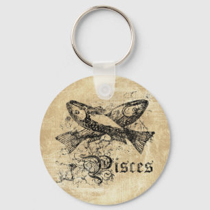 Vintage-Tierkreiszeichen Fische Schlüsselanhänger