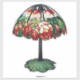 Vintage Tiffany Art Nouveau Roter Lotus Floral Aufkleber