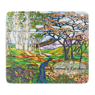 Vintage-Tiffany-Buntglas-Waldgarten Schneidebrett