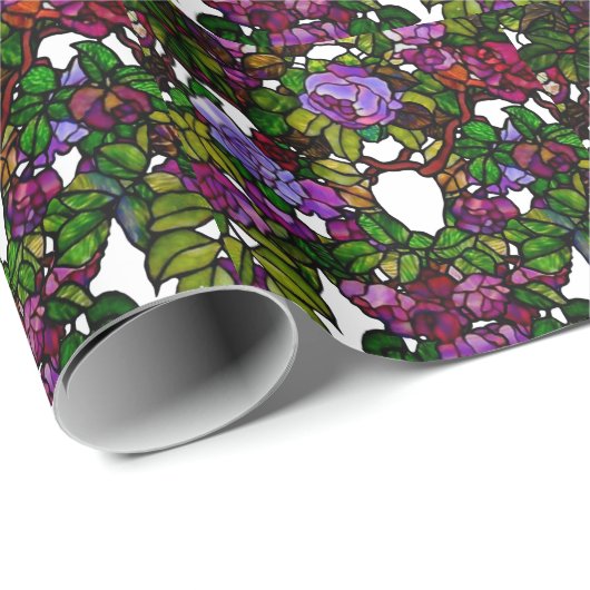 Vintage Tiffany-Hartglas-Lila Rose Geschenkpapier (Rolleneckpunkt)