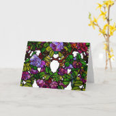 Vintage Tiffany-Hartglas-Lila Rose Karte (Gelbe Blume)