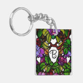 Vintage Tiffany-Hartglas-Lila Rose Schlüsselanhänger (Vorderseite links)