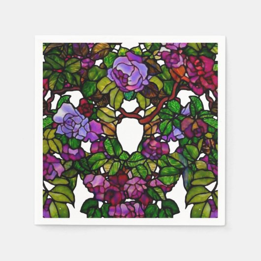 Vintage Tiffany-Hartglas-Lila Rose Serviette (Vorderseite)