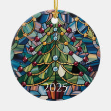 Vintage Tiffany-Style Stained Glass Christmas Tree