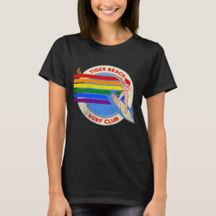 Vintage Tiger Beach Surf Club Retro Regenbogen-T-S T-Shirt