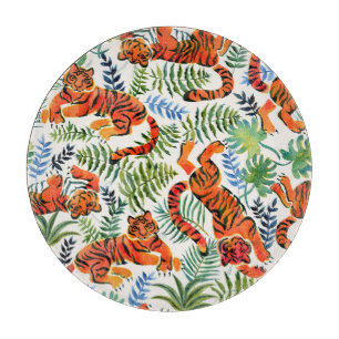 Vintage-Tiger-Dschungel-Aquarell Schneidebrett