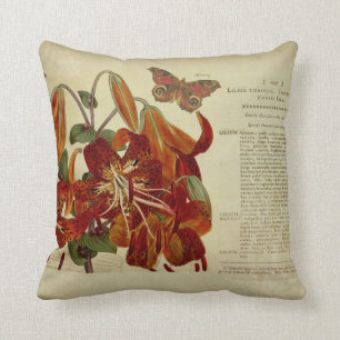 Vintage-Tiger-Lilie-Botanikillustration Kissen